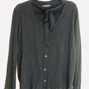 OBEY Black Pussycat Bow Blouse